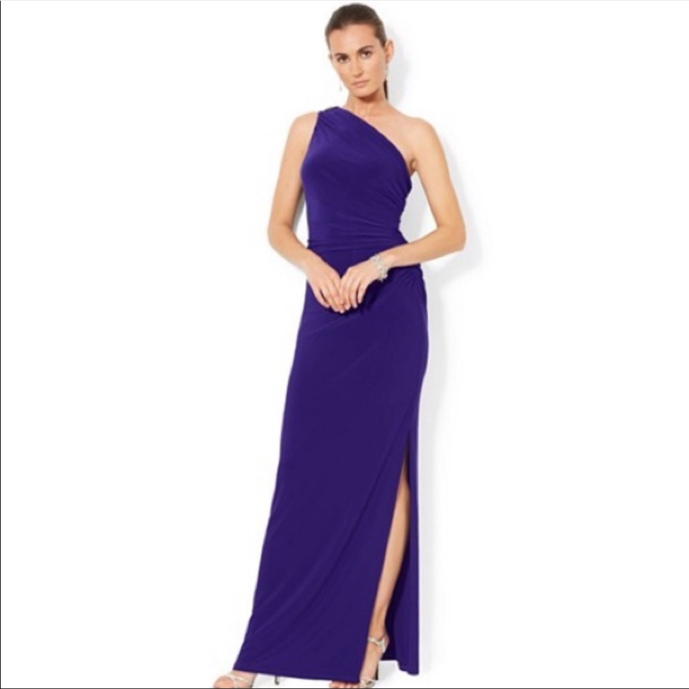 Lauren Ralph Lauren One Shoulder Evening Dress